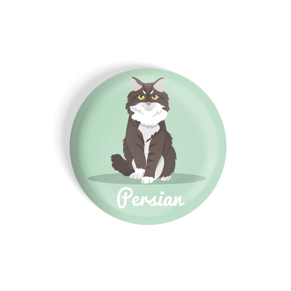 dhcrafts Round Fridge Magnet Green Color Persian Pet Cat Glossy Finish Design Pack of 1 (58 mm)